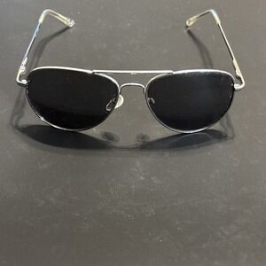 Classic Silver Aviator Sunglasses Metal Pilot Frame Dark Gray Lens UV400 Unisex